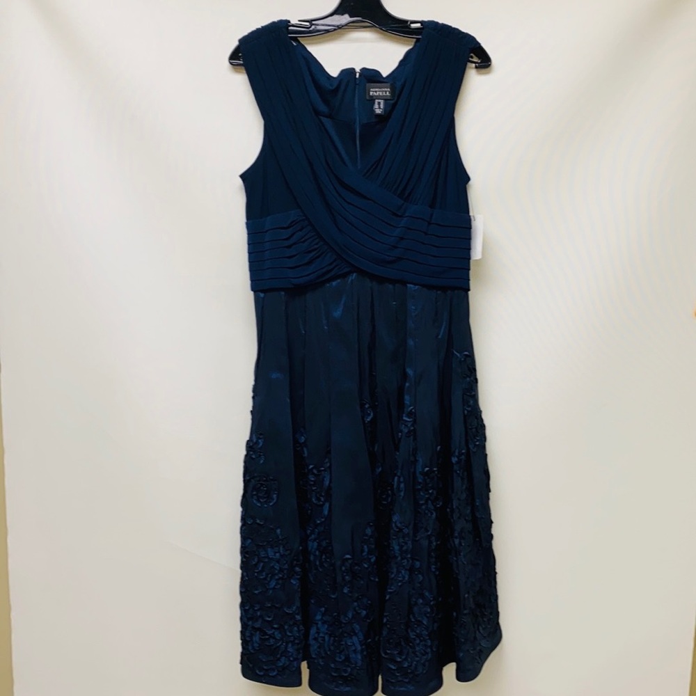 Adrianna Papell NAVY BLUE fit and flare sleeveless cocktail dress - Picture 10 of 15